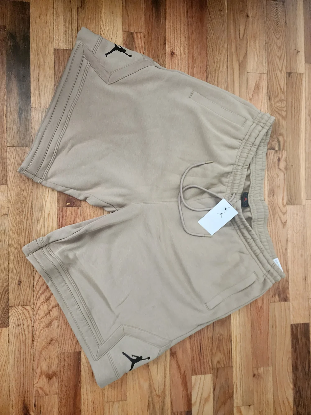 Jordan Men's Tan Athletic Shorts with Black Jumpman